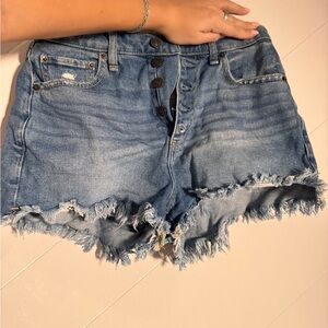 Denim Frayed Hem Women Shorts